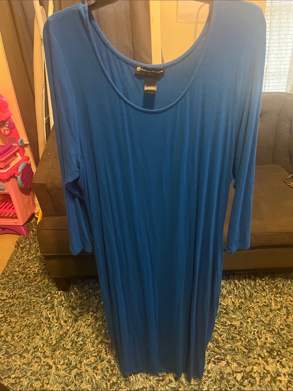 Fashion  to Figure Blue Scoop-Neck Long Sleeve Tunic